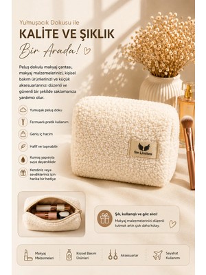Peluş Fermuarlı Makyaj Çantası