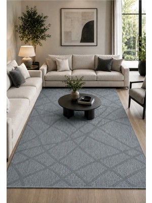 Halı Sepeti Modern Sisal 8002 Antrasit Leke Tutmayan Kaymaz Taban Salon Mutfak Koridor Balkon Halısı