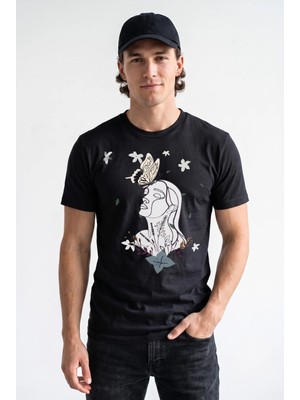 Unisex Regular Fit %100 Pamuk Bisiklet Yaka Premium Baskı Tişört