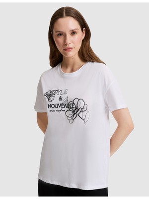 Pierre Cardin Kadın Beyaz Oversize Tişört 50319872-VR013