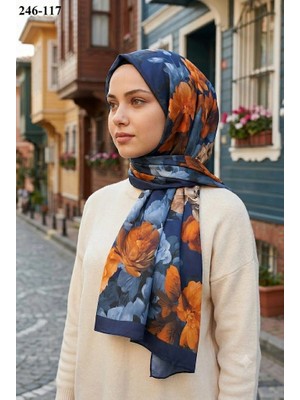 Sharell Soft Pamuk Şal (Lacivert Serisi) 246-117