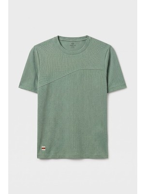 Tommy Life Yeşil Rahat Form Yüzeyi Dokulu Ön Dikiş Detaylı Erkek T-Shirt - 88437