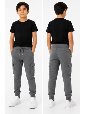 Dıgıl Kids Ribanalı Eşofman Altı Yan Cepli Pantalon Likralı Ilkokul Orta Okul 2 Iplik Kumaş Unisex