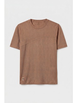 Tommy Life Kahverengi Rahat Form Yüzeyi Dokulu Ön Dikiş Detaylı Erkek T-Shirt - 88437