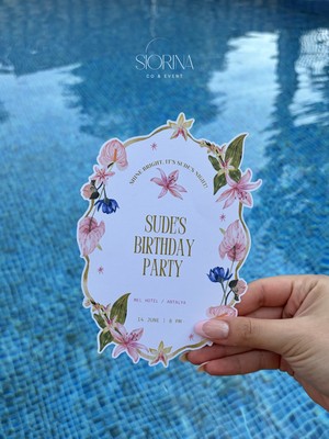 Siorina Events Birthday Kart Masa Kartı Bride Doğum Günü Kişiye Özel - 5 Adet