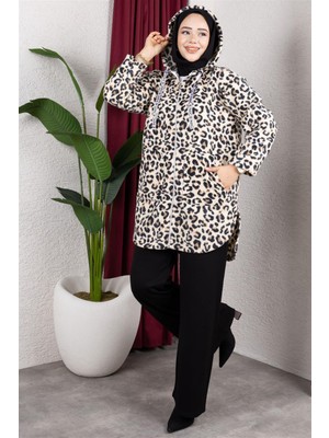 İyisi Var Polar Kap  Leopar Desen Vizon