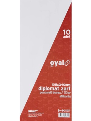 Oyal Diplomat Zarf Pencereli, 110 Gr, Silikonlu, 10'lu, Beyaz