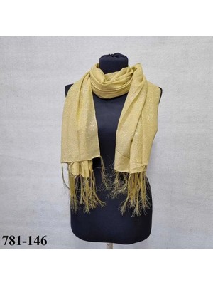 Moda Akyüz Simli ve Püsküllü Abiye Şal Sarı 781-146