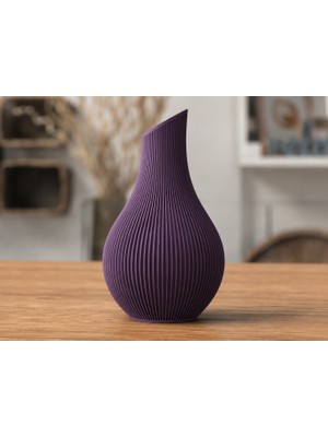3D Baskı Modern Dekoratif Vazo – Minimalist Tasarım | Ev ve Ofis Dekorasyonu - Çizgili Vazo
