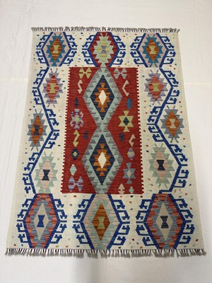 Afgan Halı El Dokuma Afgan Kilim Çift Taraf Kullanım Kök Boya 128 x 177 cm