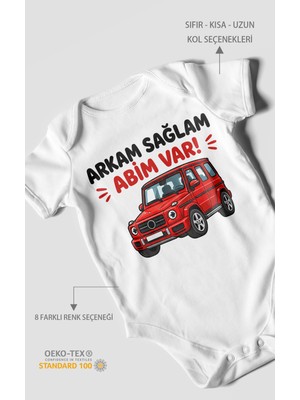 Morivo Kids Arkam Sağlam Abim Var Kısa Kollu Bebek Body %100 Pamuk