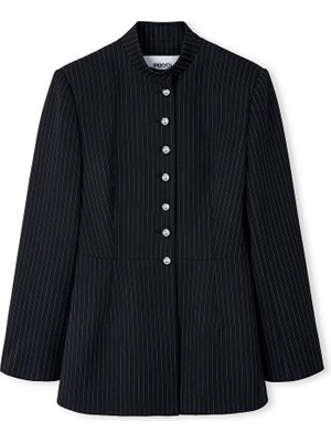 İpekyol Çizgi Desen Yüksek Yaka Blazer IW6260106122001