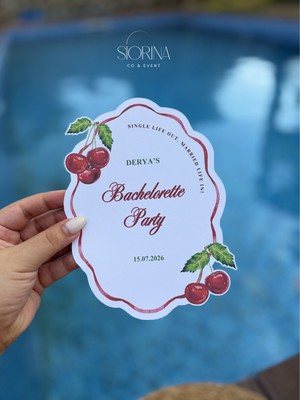 Siorina Events Bachelorette Kart Kirazlı Bride Doğum Günü Kişiselleştirilebilir Davetiye -5 Adet