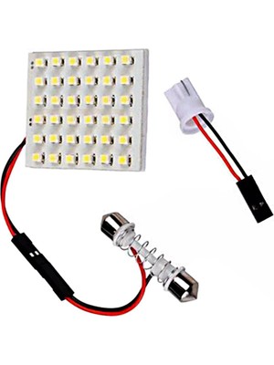 Nishore 36 Smd 3528 36 LED Panel Beyaz Araba Okuma Harita Lambası Oto Dome T10 Adaptörlü Iç Ampul Tavan Lambası