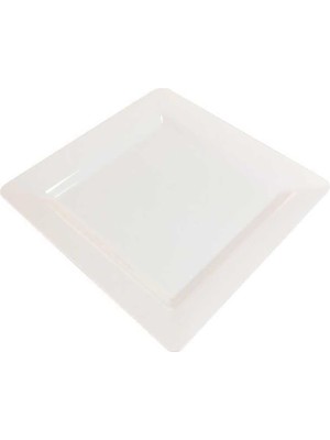 Plastik Kare Tabak Beyaz 22 cm - 10 Adet