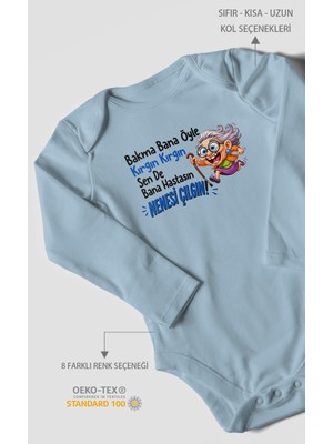 Morivo Kids Bakma Bana Öyle Yazılı Uzun Kollu Bebek Body %100 Pamuk