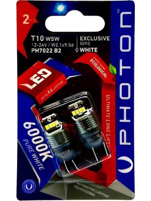Photon Ampul T10 W5W 12-24V 4+4+4 LED Exlusive (2'li Blister) Pht PH7022 B2