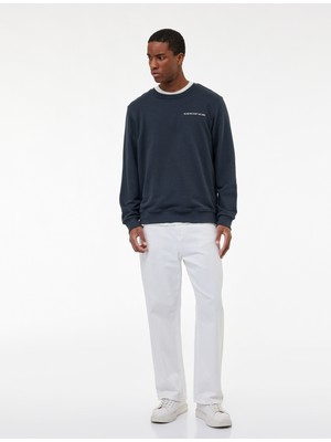 Koton Regular Fit Uzun Kollu Baskı Detaylı Bisiklet Yaka Spor Sweatshirt
