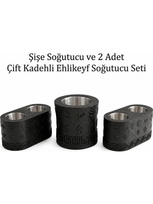Mottopi Ehlikeyf Şişe ve 2 Adet Çift Kadeh Bardak Soğutucu