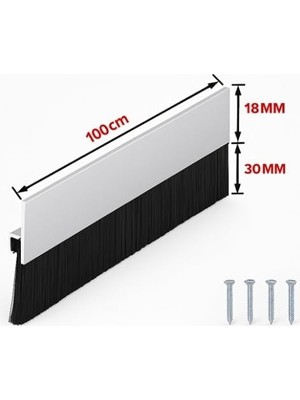 Ayrıntıshop Alüminyum Kapı Altı Fırça Fitil 100 cm / Kapı Altı Kıl Fırça Süpürgesi (3