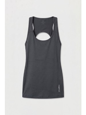 Tommy Life Koyu Gri Standart Fit Sırt Detaylı Performans Kadın Spor Atlet - 97297
