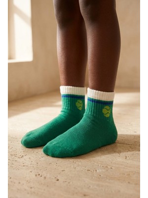 Bony Socks Çocuk Tenis Desenli Soket Çorap Yeşil