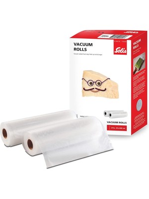 Solis Vakuumierfolie 2 Rollen - 20 x 600 - Tiefkühlen/vakuumgaren - Individuell Zuschneiden - Wiederverwendbar