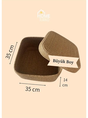 Home Turko Jüt Örme Kapaklı Sepet Büyükboy, Jütekare-Büyük