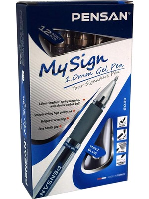 Pensan My Sign 1.0 mm Jel Mürekkepli Imza Kalemi, Mavi, 12'li Set