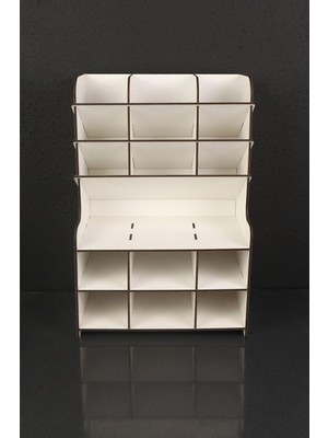 Kututr 9+9 Bölme Masaüstü Kalemlik Organizer Beyaz Demonte