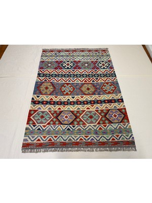 Afgan Halı El Dokuma Afgan Kilim Çift Taraf Kullanım Kök Boya 147 x 202 cm