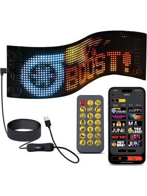 Araç Car LED Ekran Kişiselleştirilebilir Telefon App Kontrollü Uzaktan Kumandalı Kayan Yazı Emoji LED Matrix Panel