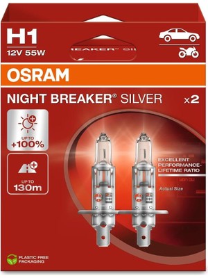 Osram Ampul H1 Nbs 55W 12V P14.5S5X2TRQR2B Nıght Breaker Sılver, Nıght Breaker Sılver