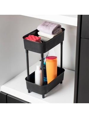 Porsima 1131 Iki Katlı Raf - Çok Amaçlı Mutfak Banyo Düzenleyici Organizer - Siyah