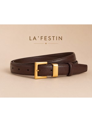 Lafestin Hakiki Deri Gold Toka Kadın Kemeri Pantolon Kemeri, Gömlek Kemeri