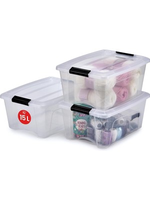 Iris Ohyama, 3'lü Set Istiflenebilir Saklama Kutusu, Klik Kilitli – New Top Box Ntb-15 – Plasti
