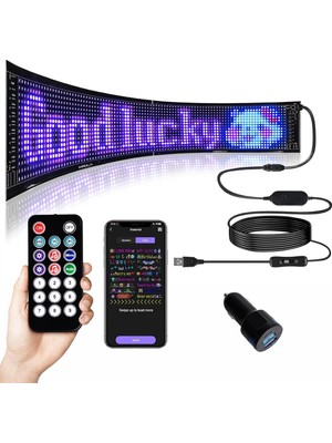 LED Işaretler, Açık Tabela, Programlanabilir Esnek Büyük Parlak LED Matrix Panel USB 5V Bluetooth Uygulama Kontrolü Dıy Kaydırma LED Işaret Araba, Mağaza, Bar, Parti, Iş Festivali Ev Dekoru Için 60 cm