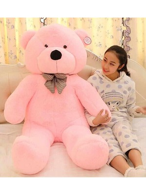 Papyonlu Sevimli Büyük Peluş Ayıcık 130 cm (Pembe)