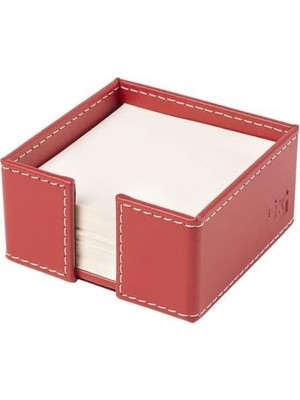 Küp Bloknotluk Suni Deri Masaüstü 10X10X5 Cm. Kırmızı