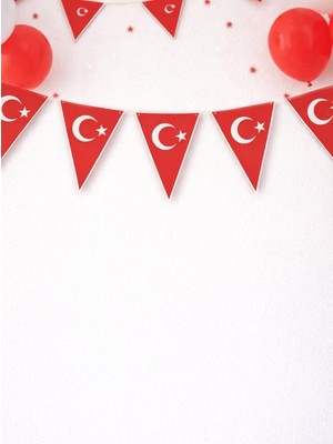 Türk Bayrağı Baskılı Üçgen Flama Bayrak – Sınıf Okul Milli Bayram Dekoru
