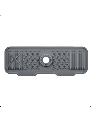 Xspring Silikon Musluk Matı, 43X15 cm Mutfak Lavabo Koruyucu, Silikon Musluk Matı Bulaşık Süngeri Tutucu, Kaymaz Gri Kurutma Matı, Mutfak ve Banyo Tezgah Koruma
