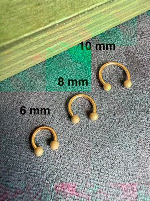Aida Jewelss 316 L Cerrahi Çelik Cancanlı Top 3mm x 8mm x 1.2mm Altın Halka Piercing