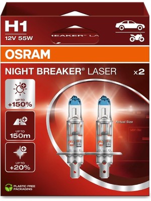 Osram Ampul H1 Nl 55W 12V P14.5S5X2BOXTRQR2B Night Breaker Laser - Osr 64150NL-2HB