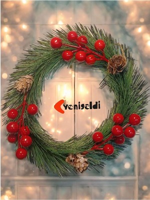 Yenigeldi 1 Adet 20 cm Kapı ve Masa Dekorasyonu Yılbaşı Çelenk, Yılbaşı Dekorasyonu, Noel Ka
