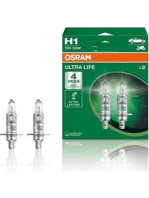 Osram Ampul H1 Ult 55W 12V P14.5S5X2BOXTRQR2 Ultralife 64150ULT-HCB - 64150ULT-HCB