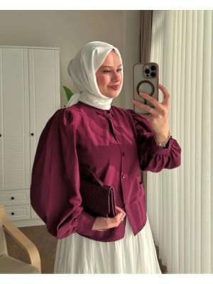 Balon Kol Gömlek Bordo