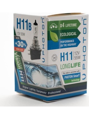 Photon Ampul H11 B 12V 55W Pr Ll +%30 Fazla Işık Halogen Pht PH5511 B Ll