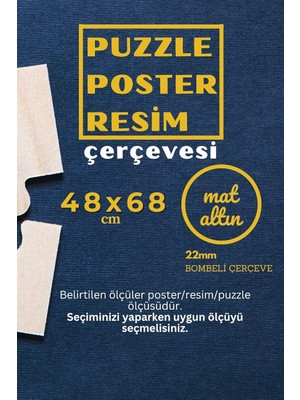 22LIK Puzzle Poster Resim Çerçevesi Pvcli Postersiz Resimsiz Çerçeve (Eskitme Altın, 48X68)