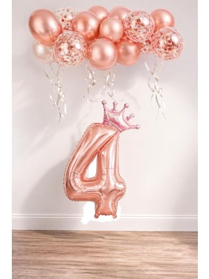 Rakam Folyo Balon Kral Tacı ve Konfetili Balon