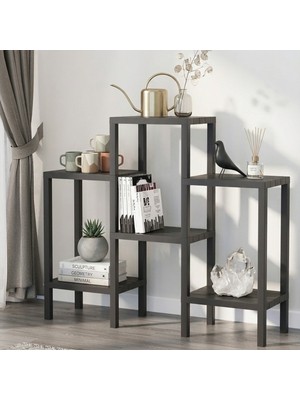 Snippy Omby - 6 Raflı Plastik Mutfak Düzenleyici Çiçeklik Banyo Rafı Ayakkabılık Kitaplık Piramit Model Organizer